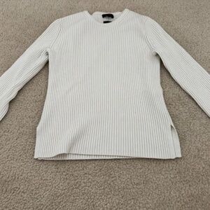 Massimo Dutti White Ribbed Knit Sweater